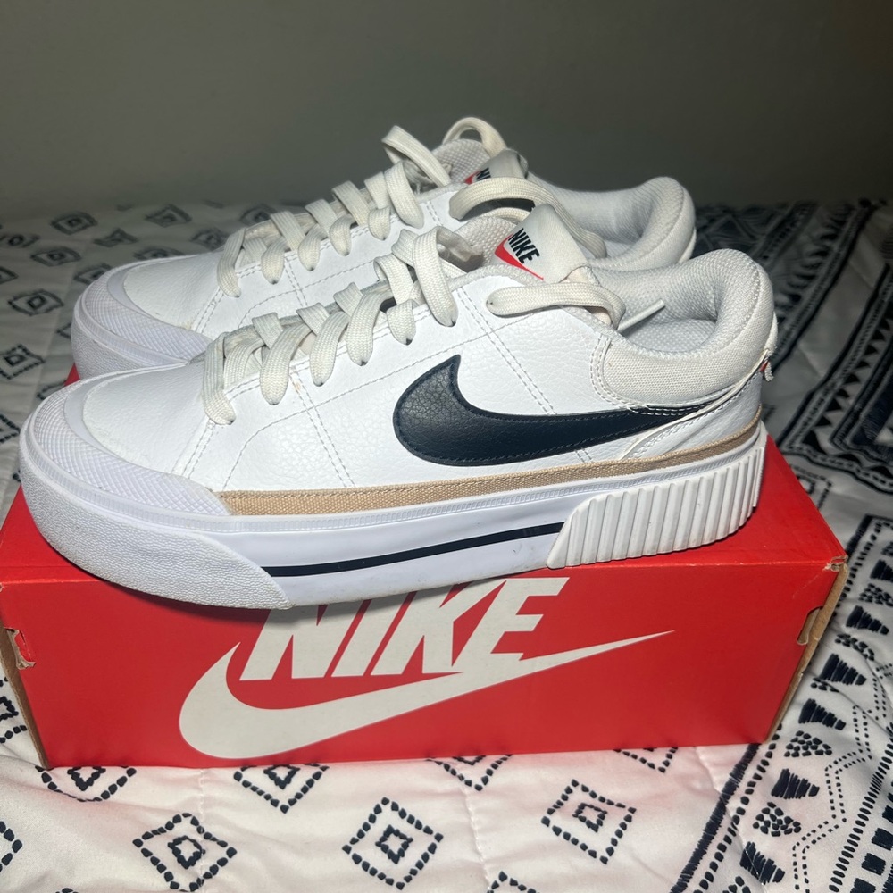 Nike White and Black Court Sneakers
